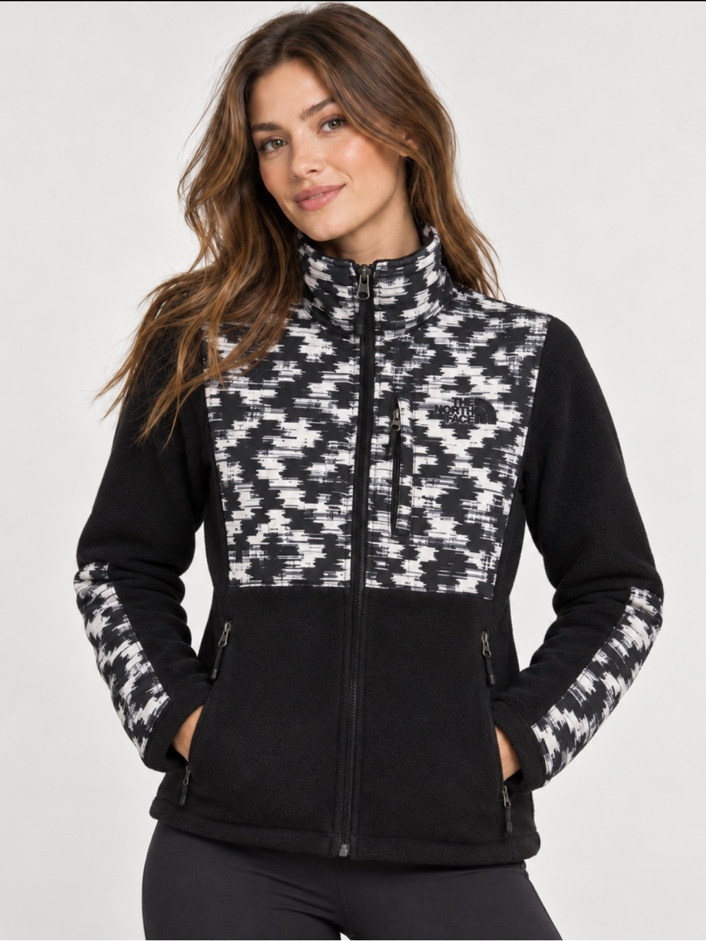 The North Face Polartec Fleece Full Zip Black White Jacket Women’s XS